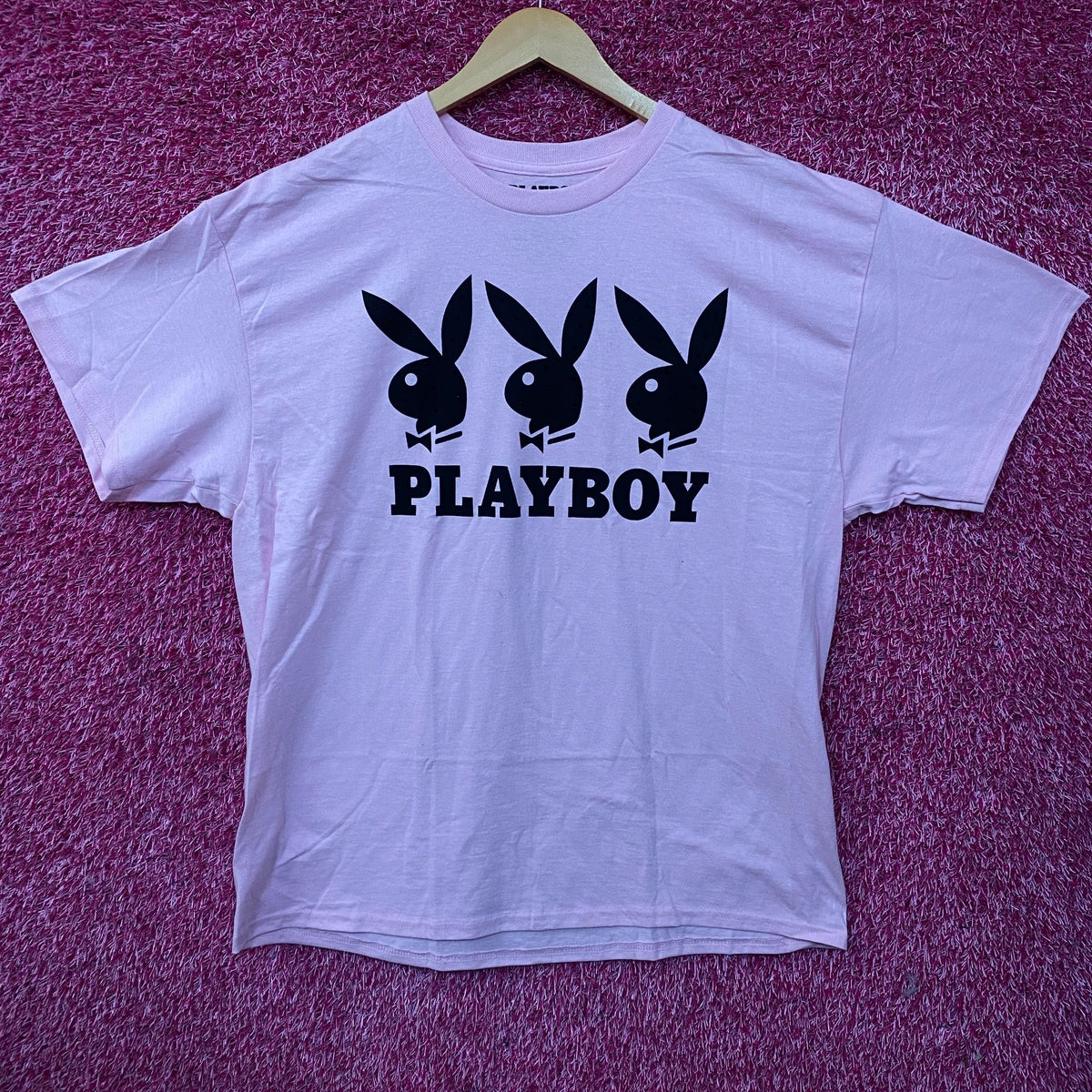 Playboy Triple Bunny Logo Rhinestone Graphic T-Shirt XL