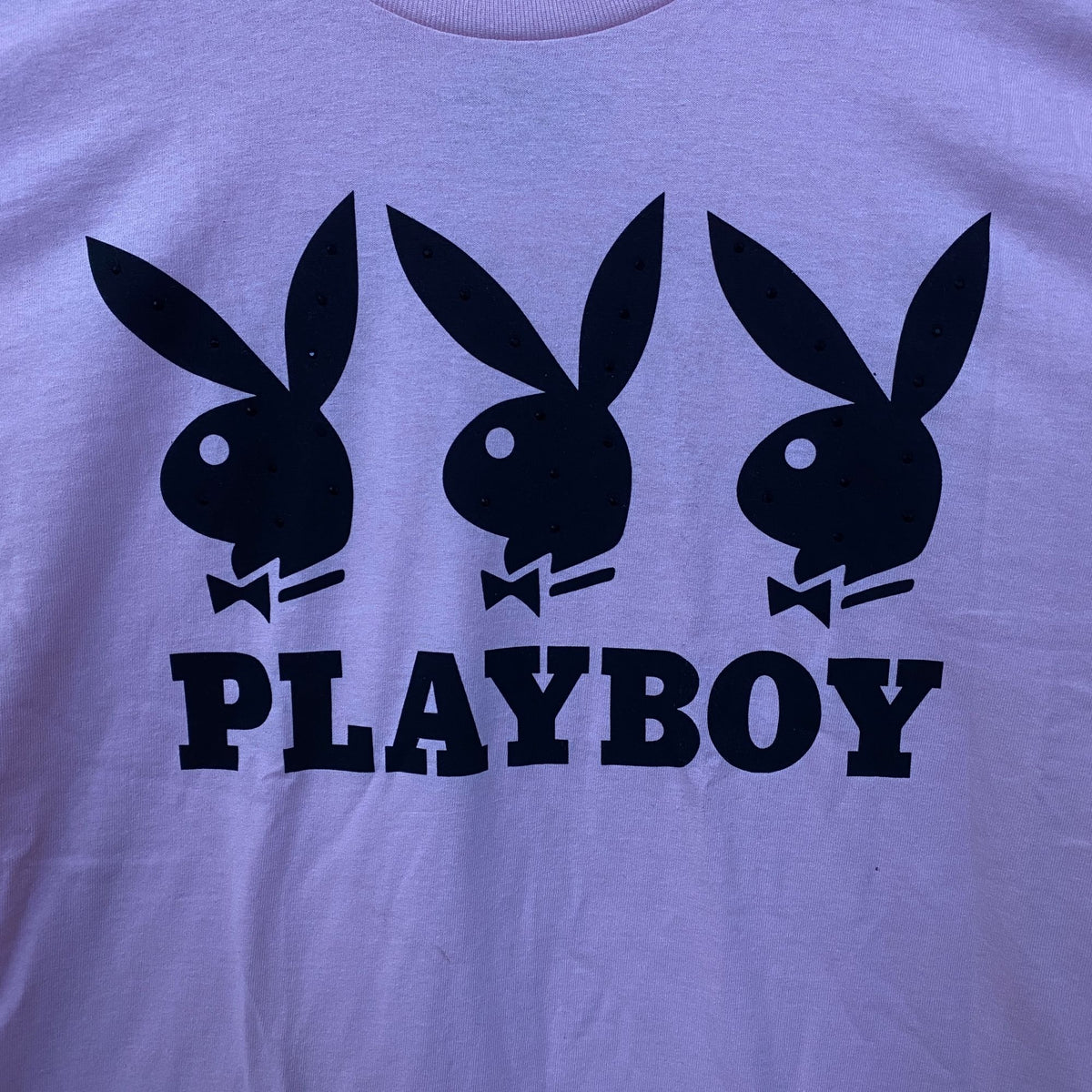 Playboy Triple Bunny Logo Rhinestone Graphic T-Shirt XL