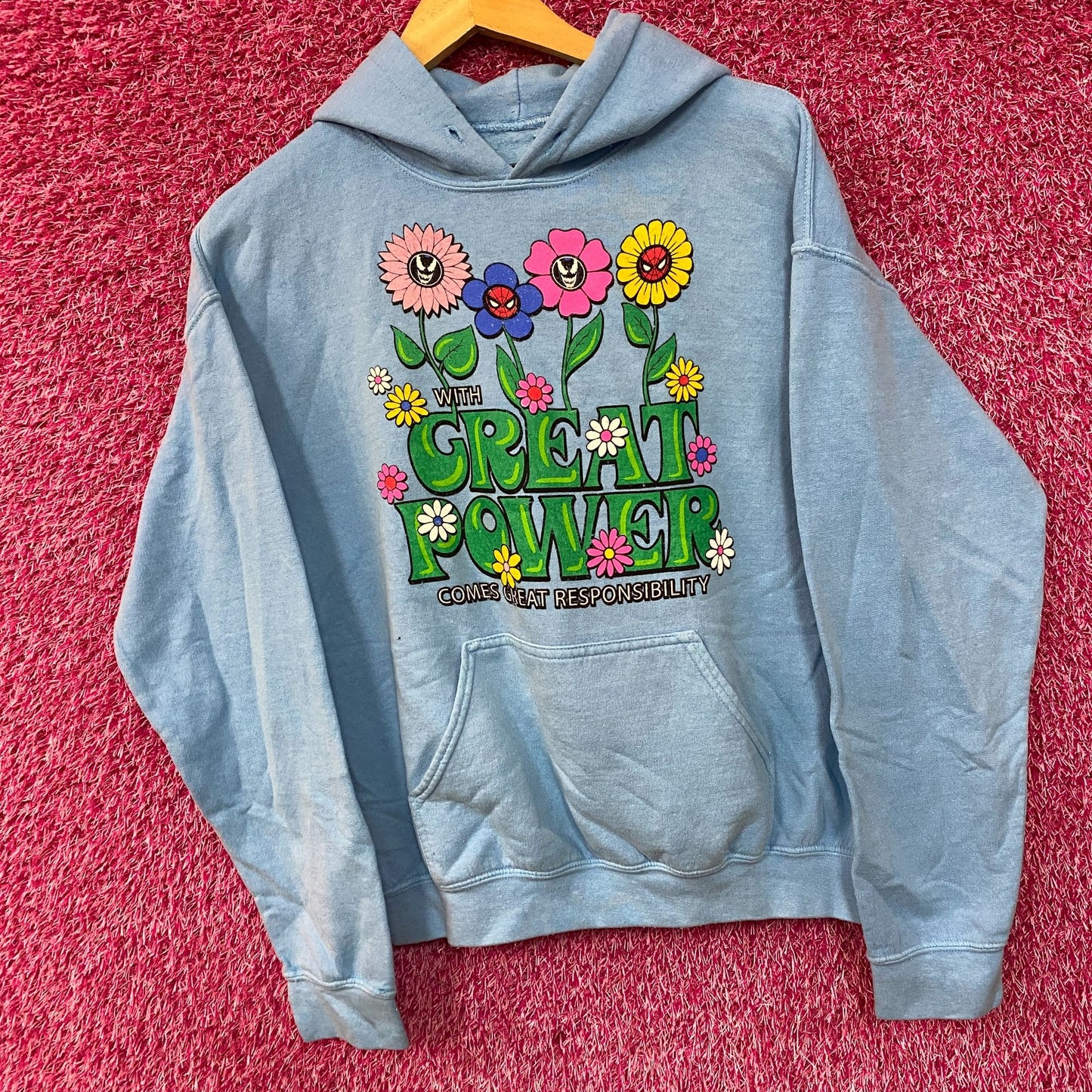 Marvel's Spiderman With Great Power flower hoodie size SM