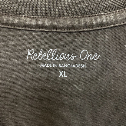 Rebellious One Grey Pink Camo Varsity Number 10 Mineral Wash Crop T-Shirt XL