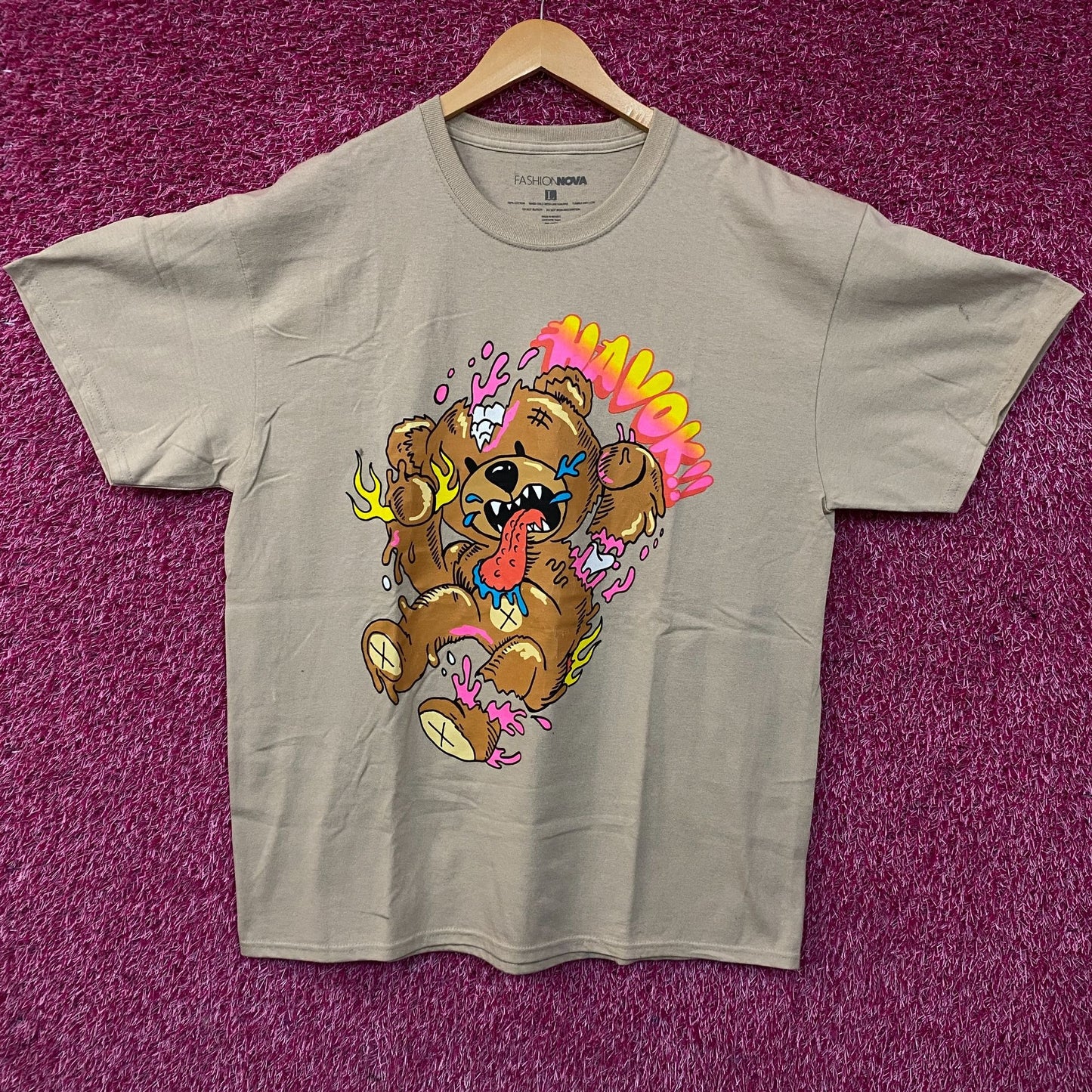 Fashion Nova Wreaking Havok Teddy Bear Graphic T-Shirt Large