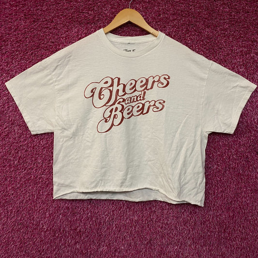 Junk Food Clothing Cheers and Beers Cropped Graphic T-Shirt Large