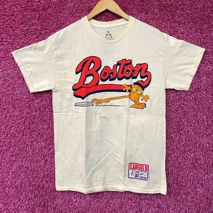 Garfield Boston Baseball Cartoon Graphic Design T-Shirt Medium