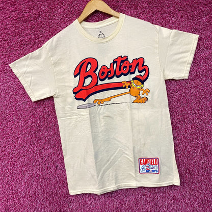 Garfield Boston Baseball Cartoon Graphic Design T-Shirt Medium