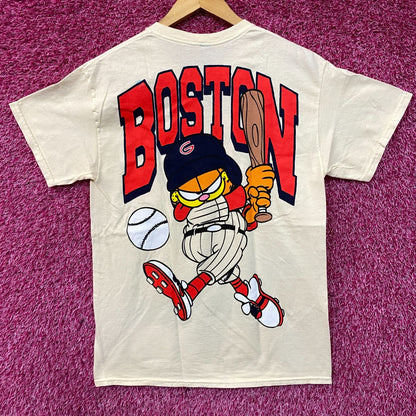 Garfield Boston Baseball Cartoon Graphic Design T-Shirt Medium