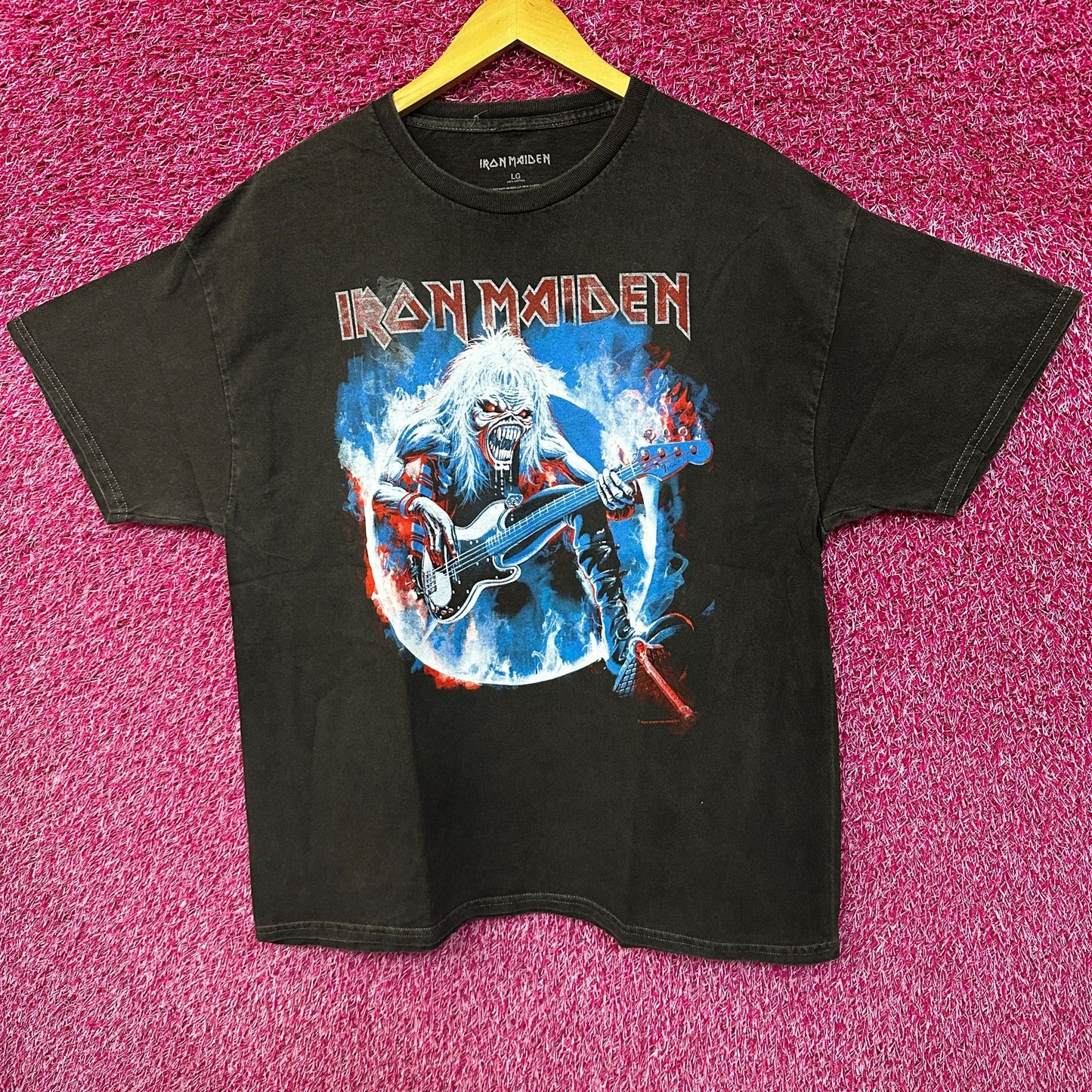 Iron Maiden Eddie Rock Mineral wash Rock Tshirt size Large