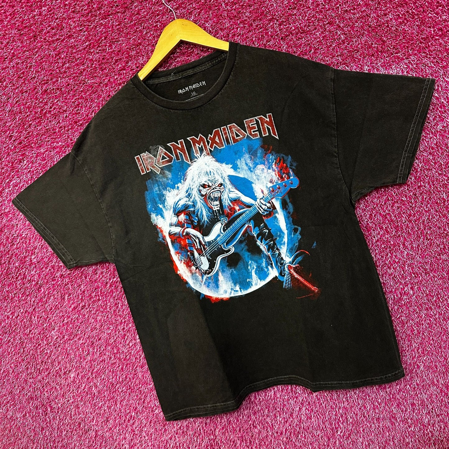 Iron Maiden Eddie Rock Mineral wash Rock Tshirt size Large