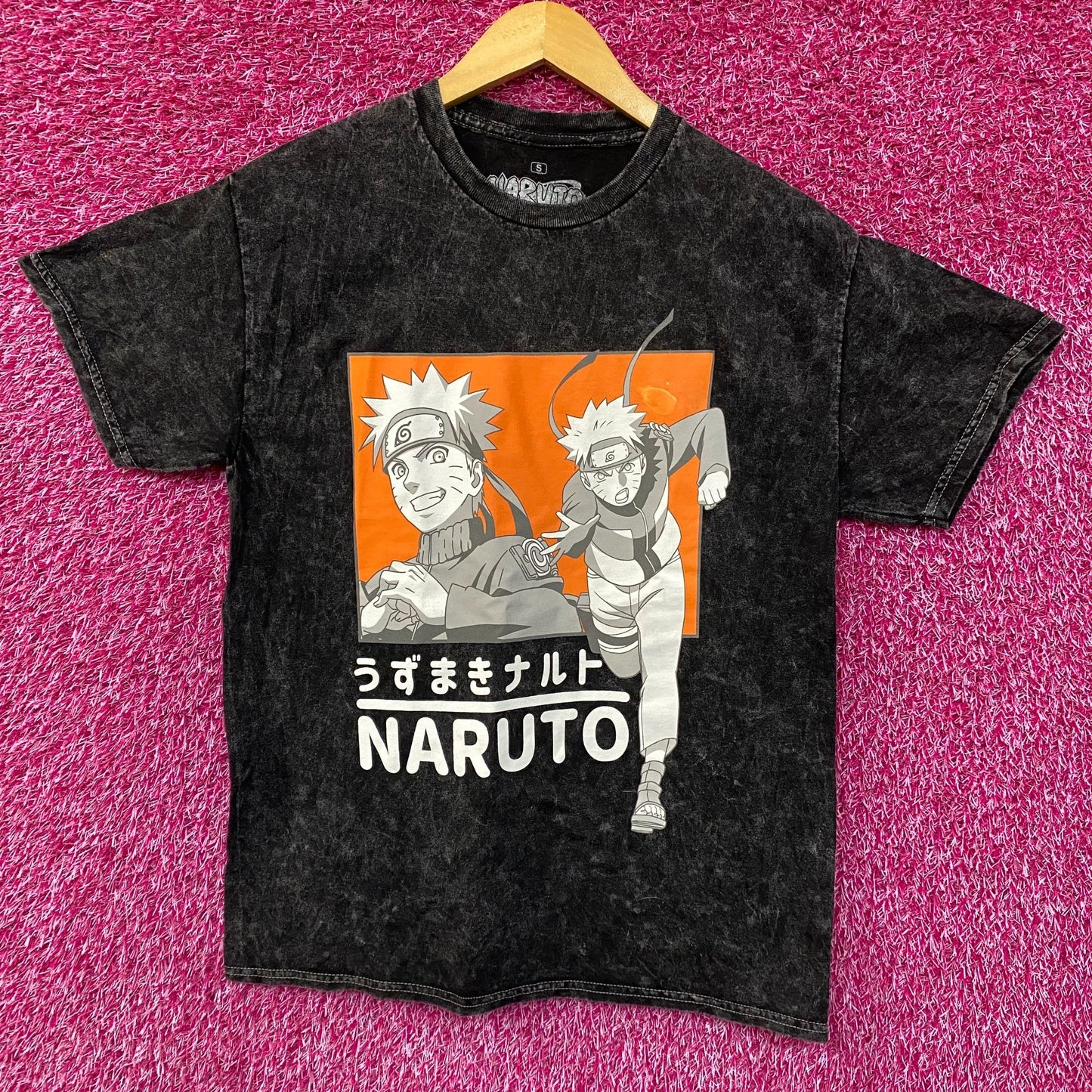 Naruto Shippuden Anime Naruto Uzumaki Acid-Washed T-Shirt Small