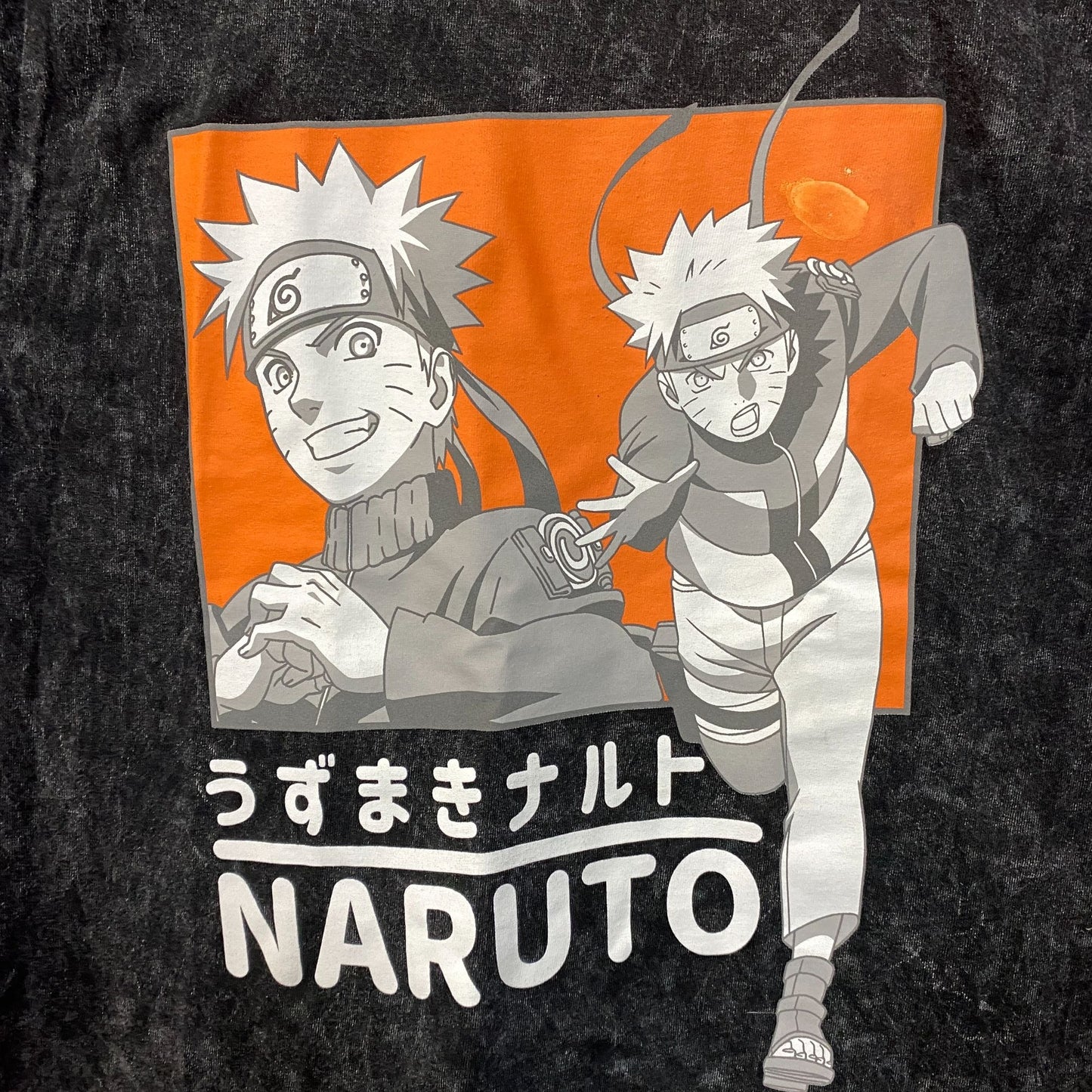 Naruto Shippuden Anime Naruto Uzumaki Acid-Washed T-Shirt Small