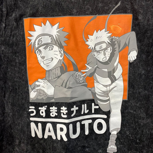 Naruto Shippuden Anime Naruto Uzumaki Acid-Washed T-Shirt Small