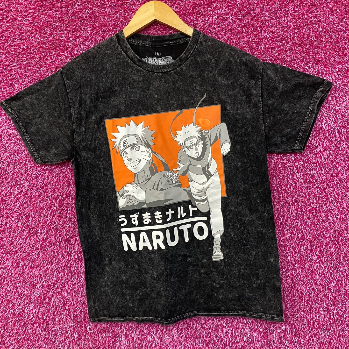 Naruto Shippuden Anime Naruto Uzumaki Acid-Washed T-Shirt Small