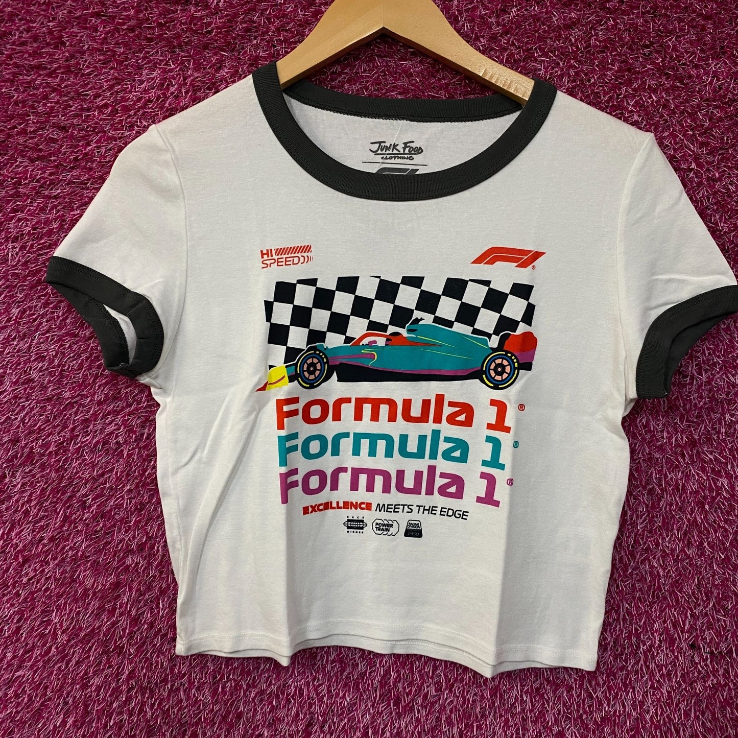 Junk Food Women's Formula 1 Finish Line Crop T-shirt Large