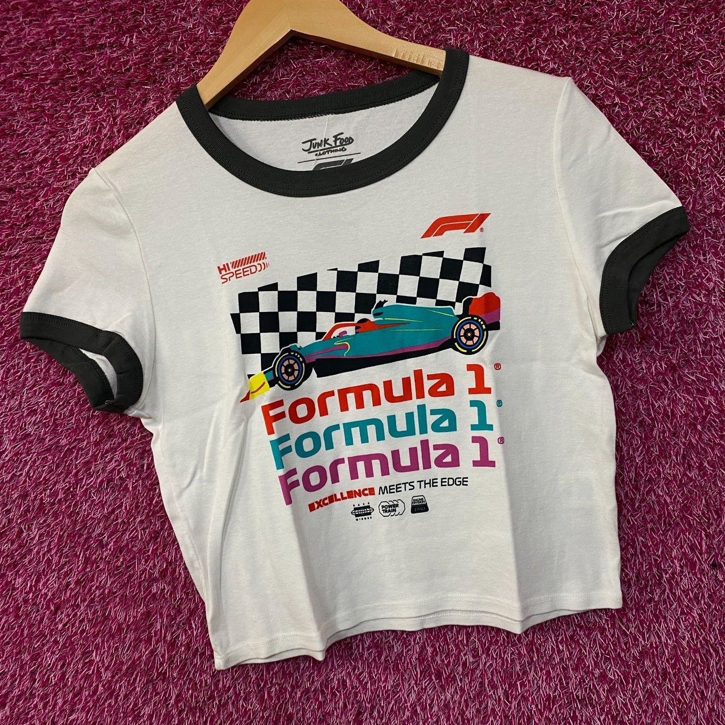 Junk Food Women's Formula 1 Finish Line Crop T-shirt Large