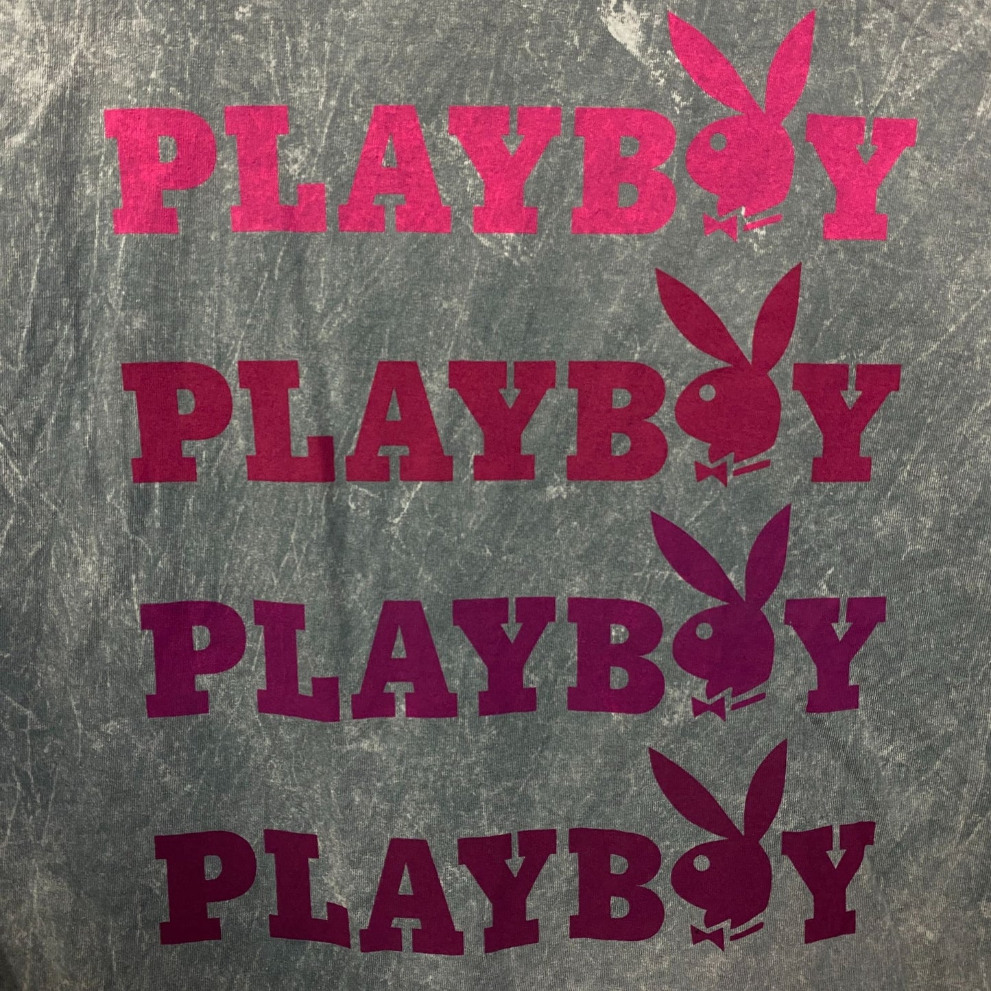 Playboy Stacked Logo Acid Wash Graphic T-Shirt XL
