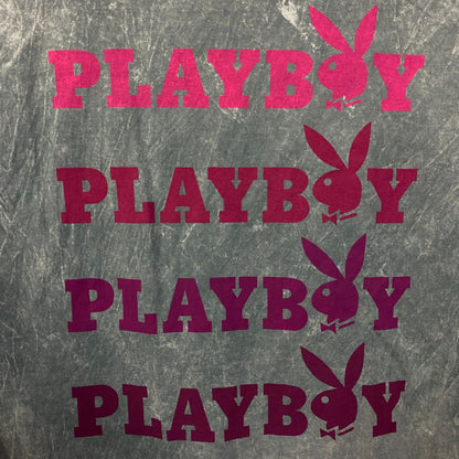Playboy Stacked Logo Acid Wash Graphic T-Shirt XL