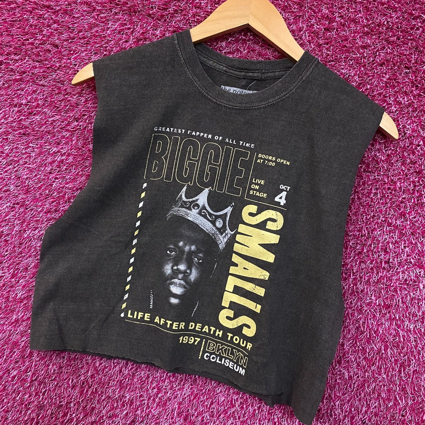 The Notorious B.I.G. Biggie Smalls Life After Death Tour Sleeveless Crop Tee Medium