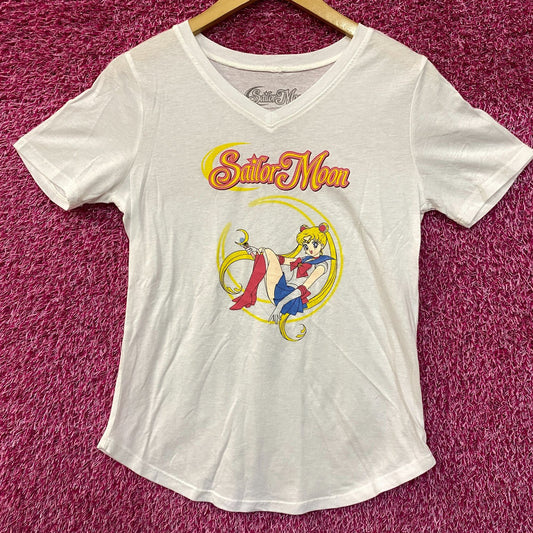 Sailor Moon Anime Graphic V-Neck T-Shirt Small