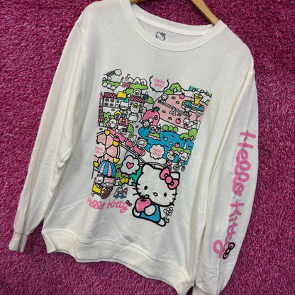 Hello Kitty Kawaii Festival Sanrio Puroland Anime Crewneck L