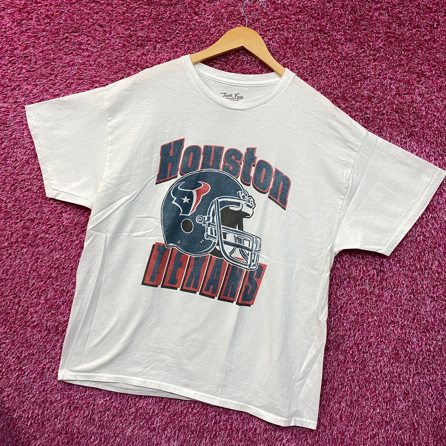 Junk Food NFL Houston Texas Throwback Helmet Logo T- Shirt Large