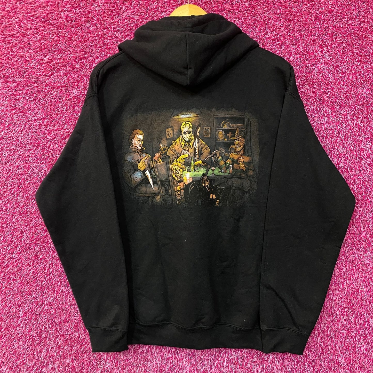 Slashers Playing Poker Horror Movie Hoodie Medium