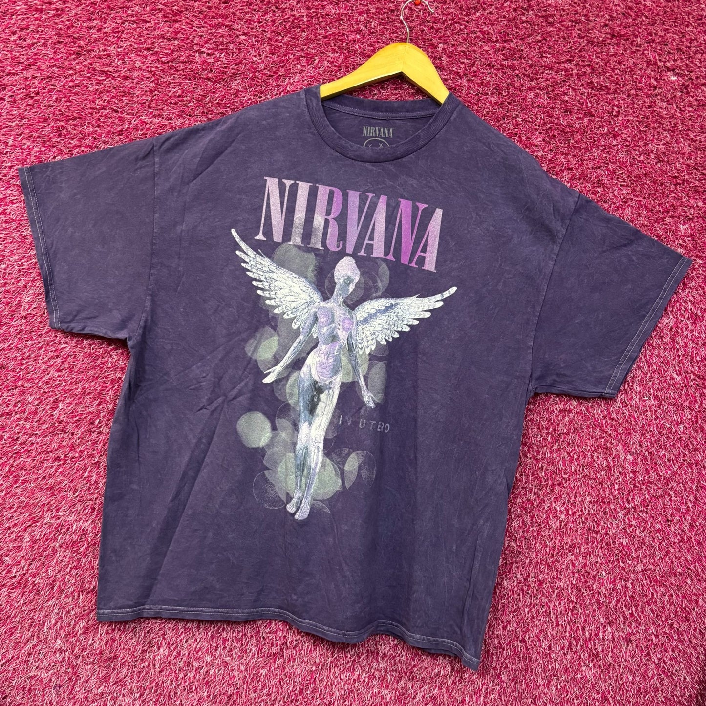 Nirvana In Utero Album Angel Art Outline Grunge Band Tee 2XL