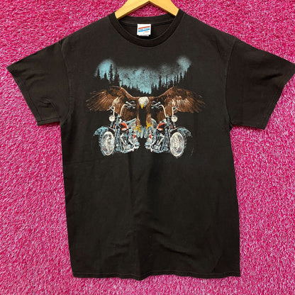 Junk Food Eagle Motorcycle Graphic Design T-Shirt Small