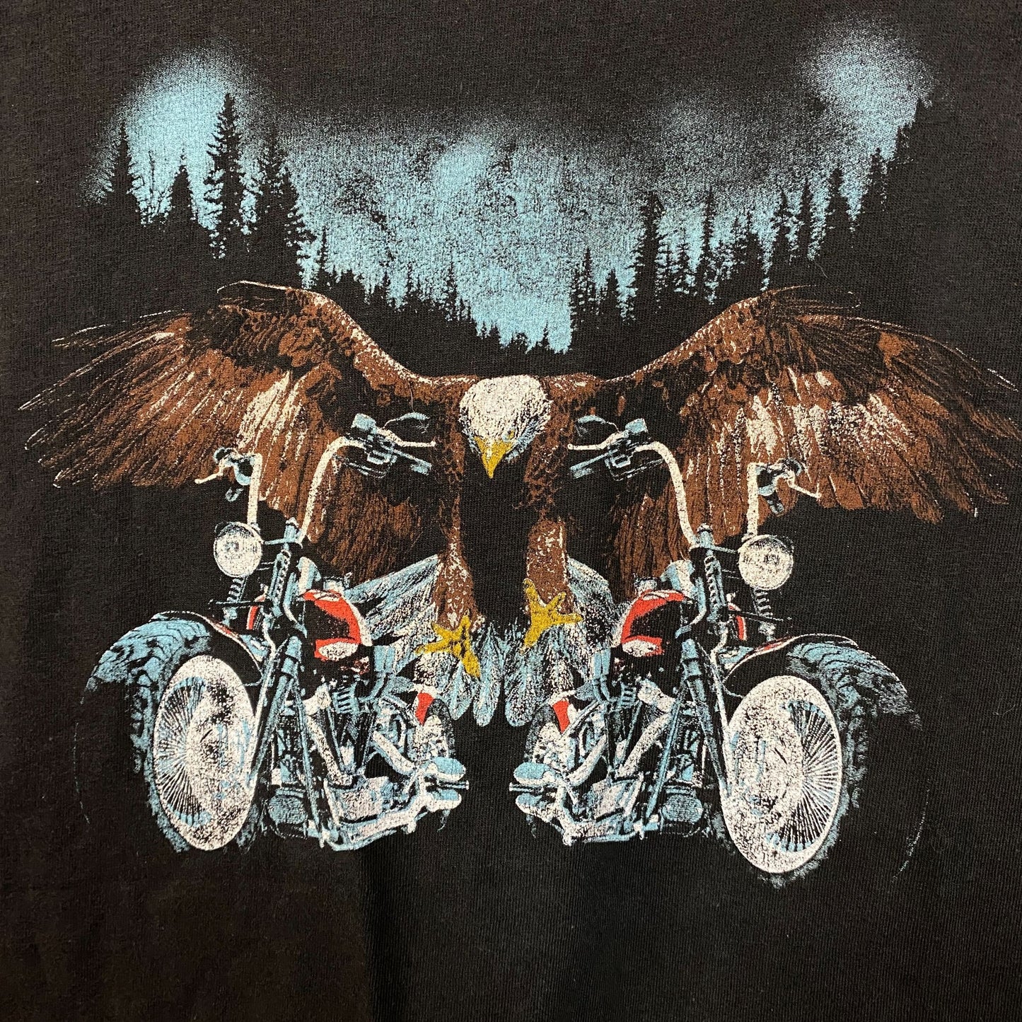 Junk Food Eagle Motorcycle Graphic Design T-Shirt Small