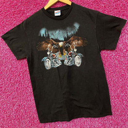 Junk Food Eagle Motorcycle Graphic Design T-Shirt Small