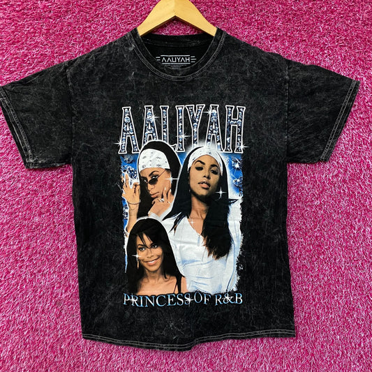 Aaliyah Princess Of RnB Mineral Wash T-Shirt Small