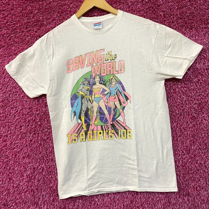 Junk Food Clothing DC "Saving The World Is A Girls Job" Graphic Tee Small
