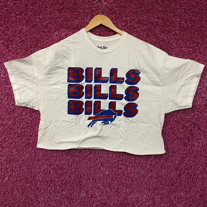 Junk Food Women's Buffalo Bills Repeat Glitter Flea Market Crop T-Shirt XL