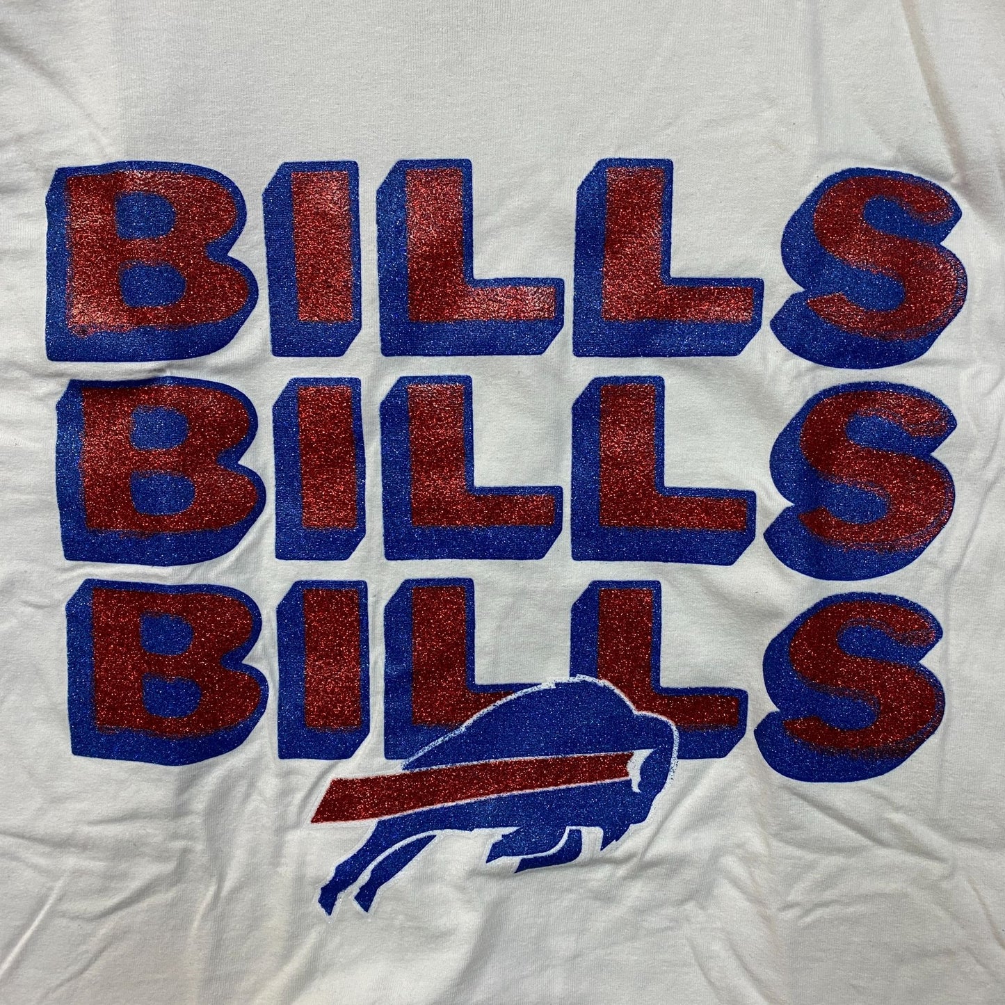 Junk Food Women's Buffalo Bills Repeat Glitter Flea Market Crop T-Shirt XL