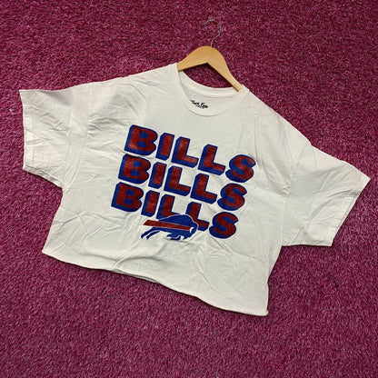 Junk Food Women's Buffalo Bills Repeat Glitter Flea Market Crop T-Shirt XL