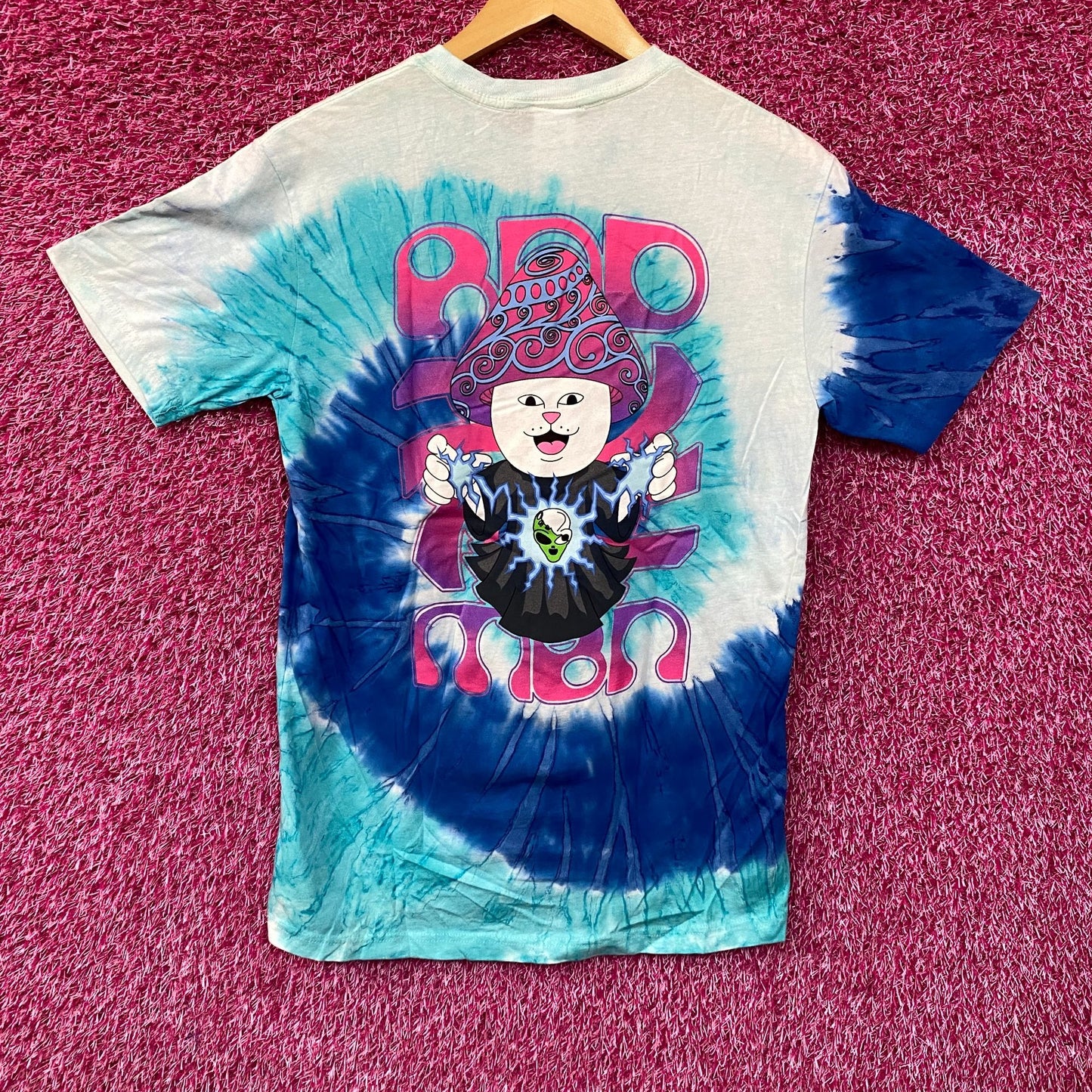 RIPNDIP Wizard Graphic Print Spiral Tie Dye T-Shirt Small
