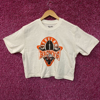 Junk Food Clothing Women's NFL Cleveland Browns Mock Neck Crop Tee Small