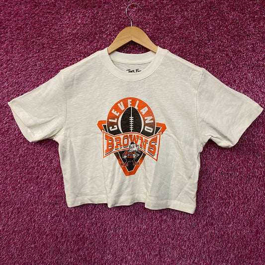 Junk Food Clothing Women's NFL Cleveland Browns Mock Neck Crop Tee Small