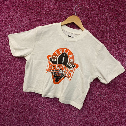 Junk Food Clothing Women's NFL Cleveland Browns Mock Neck Crop Tee Small