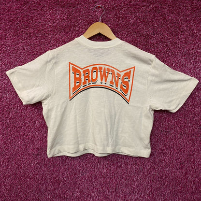 Junk Food Clothing Women's NFL Cleveland Browns Mock Neck Crop Tee Small