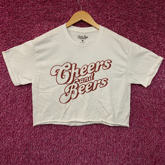 Junk Food Clothing Cheers and Beers Cropped Graphic T-Shirt Small