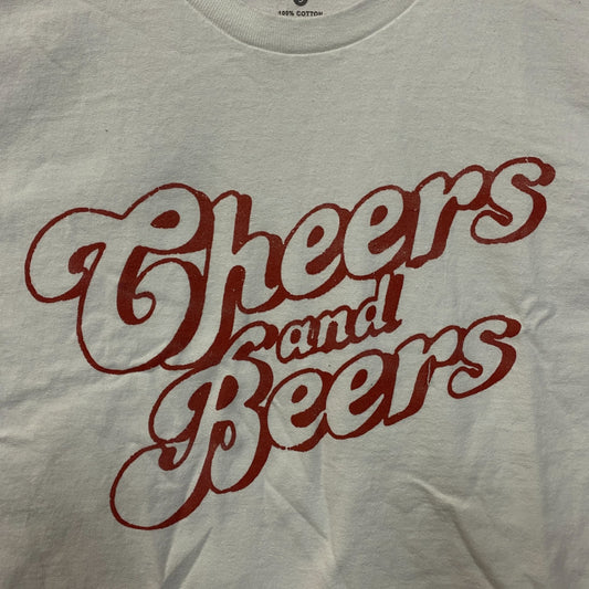 Junk Food Clothing Cheers and Beers Cropped Graphic T-Shirt Small