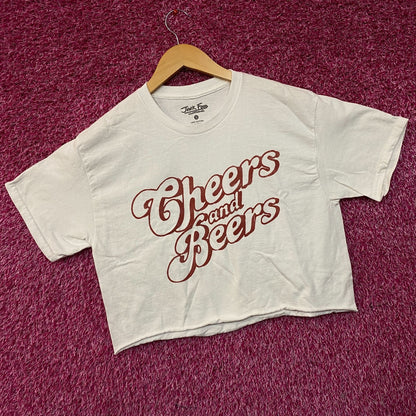 Junk Food Clothing Cheers and Beers Cropped Graphic T-Shirt Small