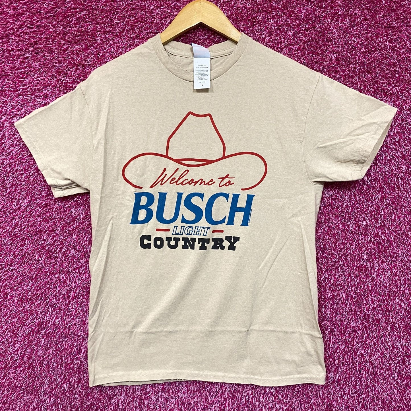 Welcome To Busch Light Country Vintage Style Beige T-Shirt Small