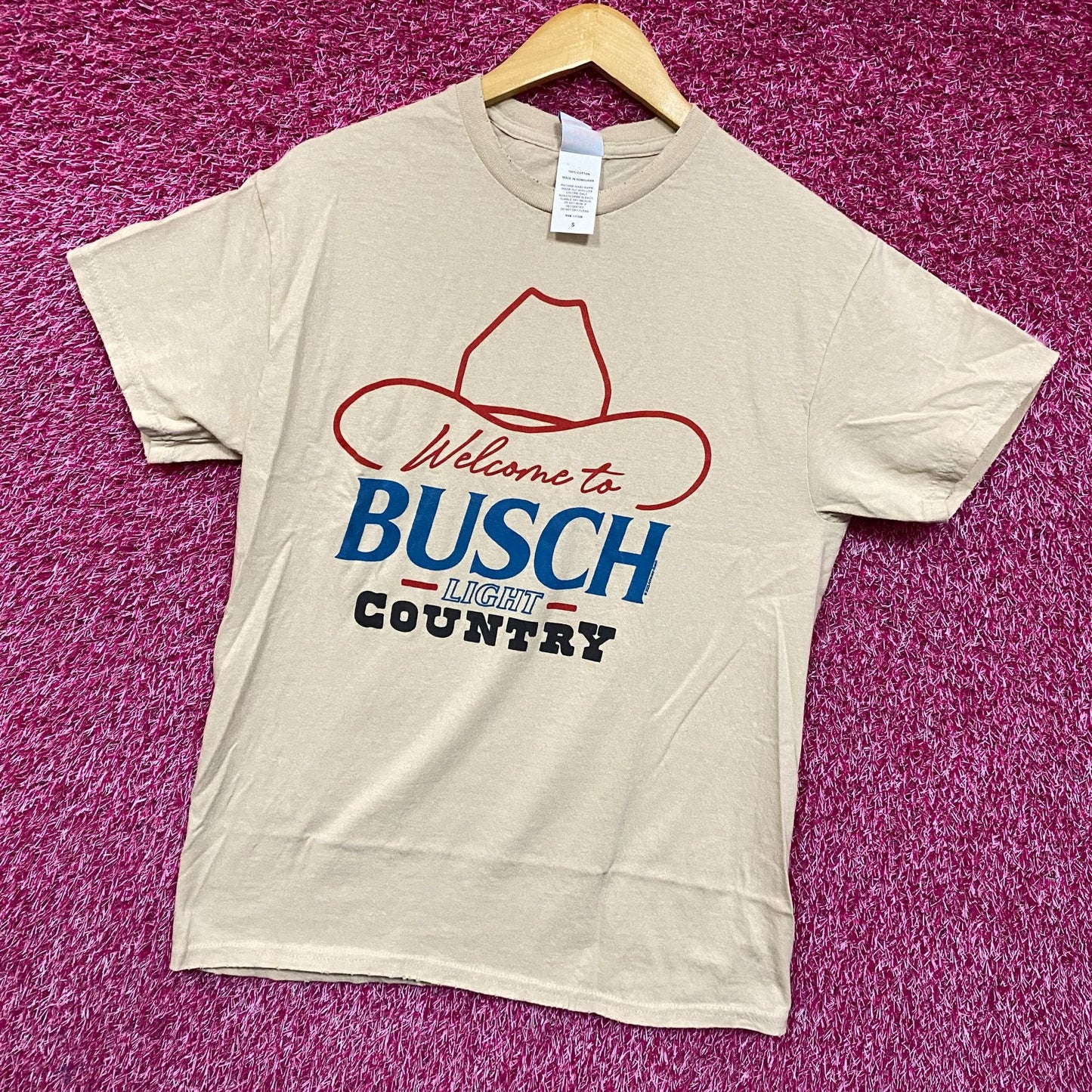 Welcome To Busch Light Country Vintage Style Beige T-Shirt Small