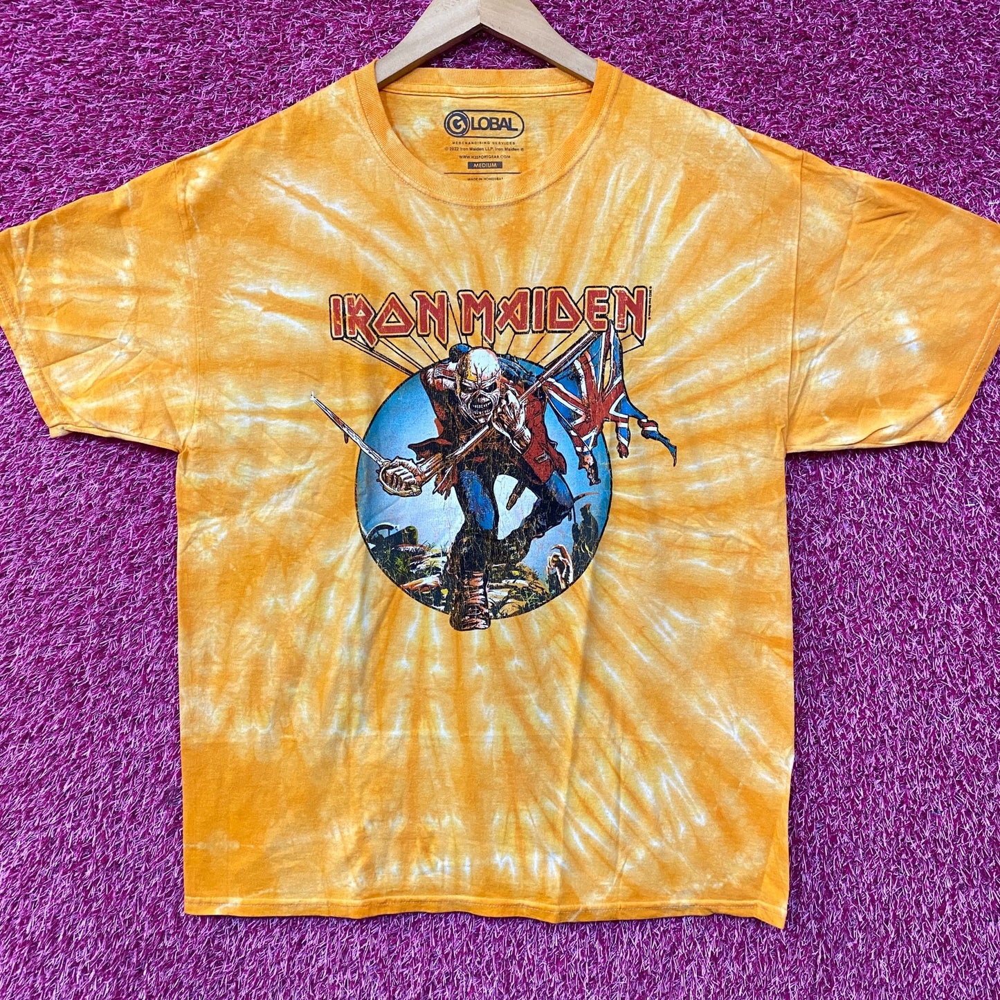Iron Maiden The Trooper Heavy Metal Band Tie Dye T-Shirt Medium