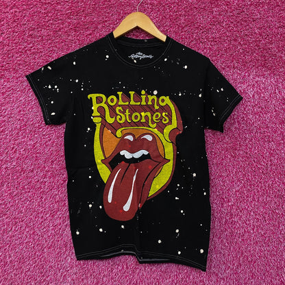 The Rolling Stones Bleach Dye Hot Lips Tshirt Size Small