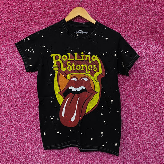 The Rolling Stones Bleach Dye Hot Lips Tshirt Size Small