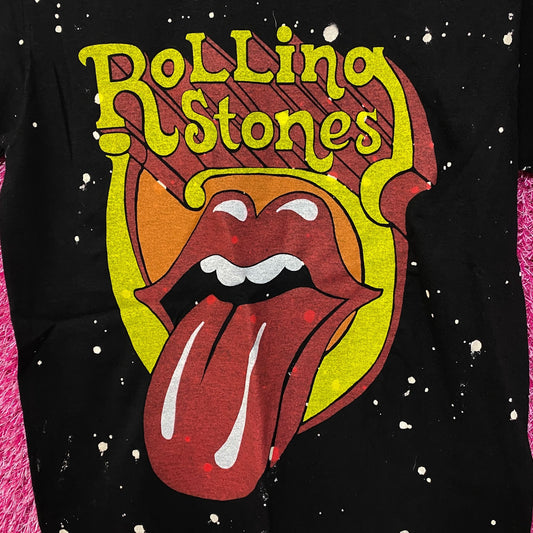The Rolling Stones Bleach Dye Hot Lips Tshirt Size Small