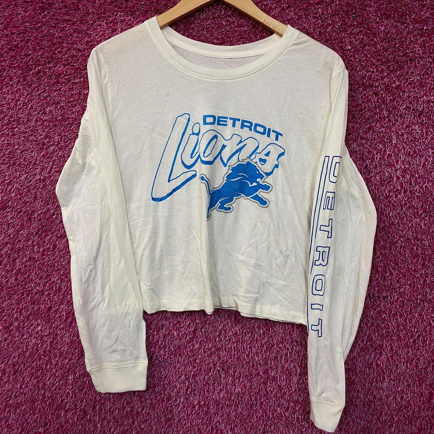 Junk Food NFL Detroit Lions Long Sleeve Cropped T-Shirt Small