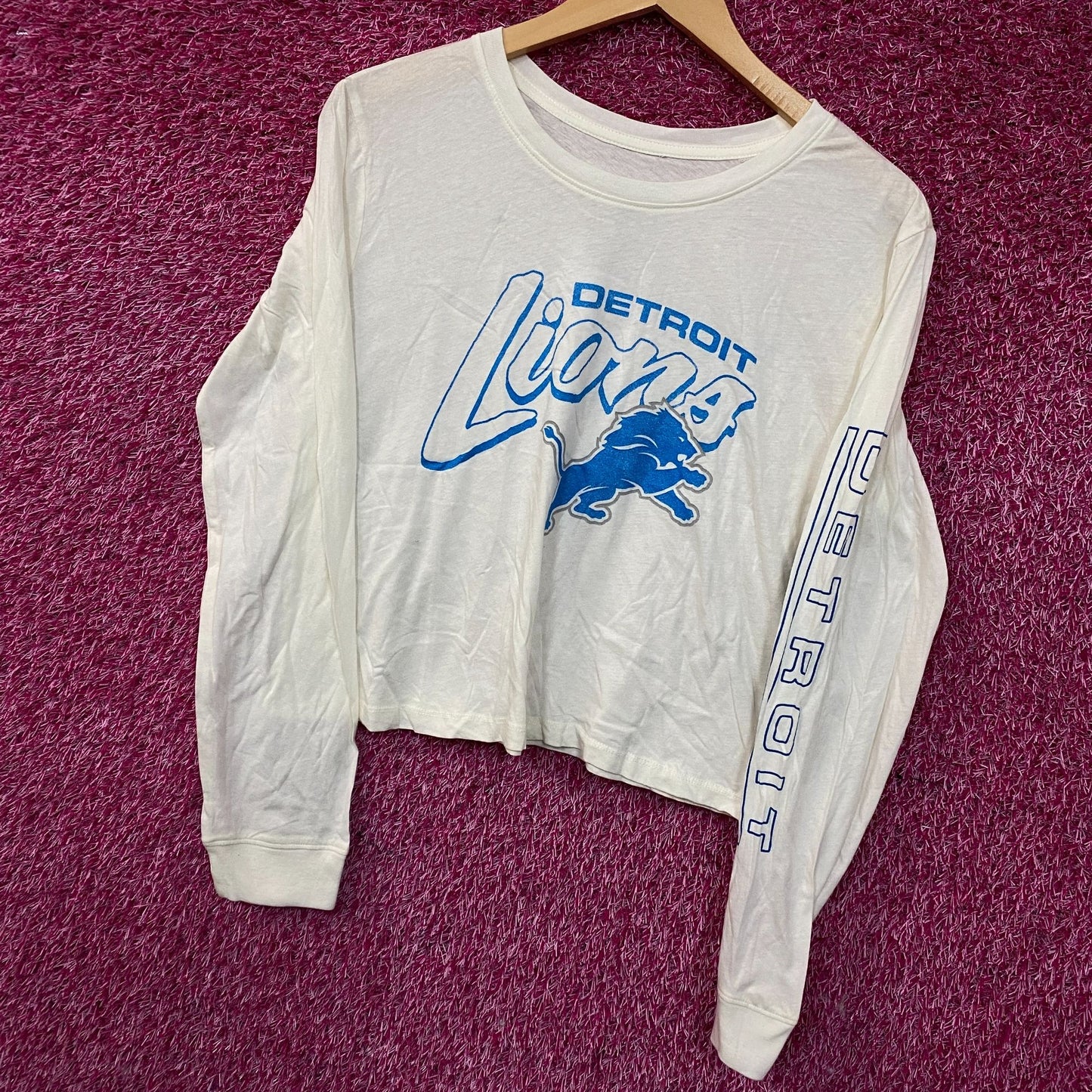 Junk Food NFL Detroit Lions Long Sleeve Cropped T-Shirt Small