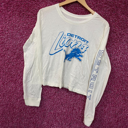 Junk Food NFL Detroit Lions Long Sleeve Cropped T-Shirt Small